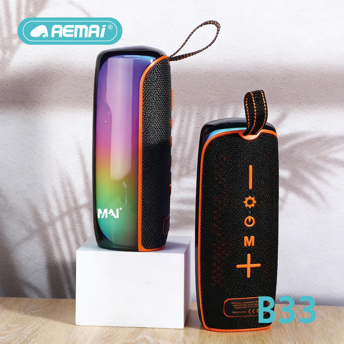 AEMAi Bluetooth Speaker Cross-border New Model B33 RGB ambient light Portable speaker Subwoofer Card Insert Fashionable gift details Picture