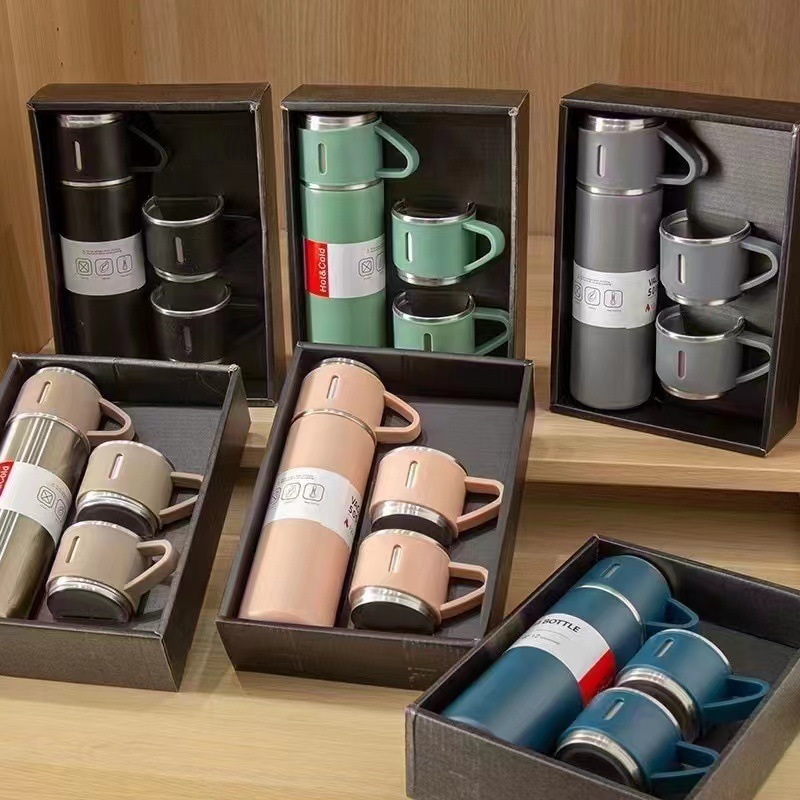 304 stainless steel insulated cup, tea cup, three-lid business gift box set, outdoor water cup, event gift wholesale Specification image