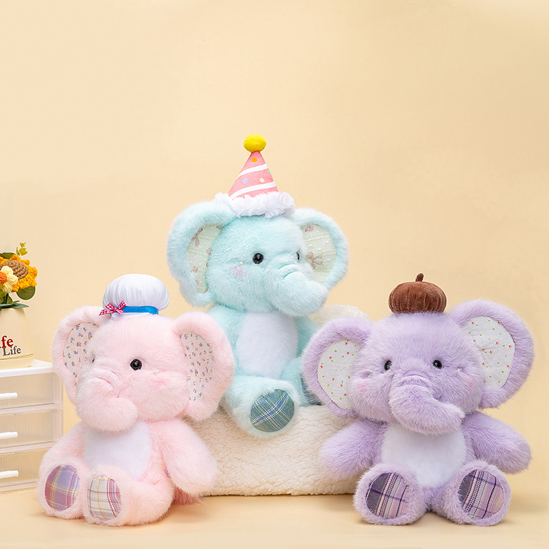 Hug the little elephant sleeping doll, plush toy doll, cartoon children to play with, birthday gift, office decoration doll details Picture