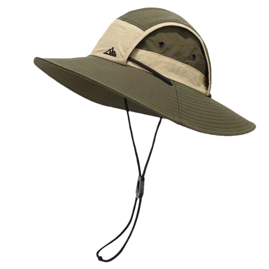 Quick-drying fisherman hat, sun shield, color-blocking sun protection hat, breathable sports waterproof sun hat, men's spring and summer outdoor hiking hat Item Picture