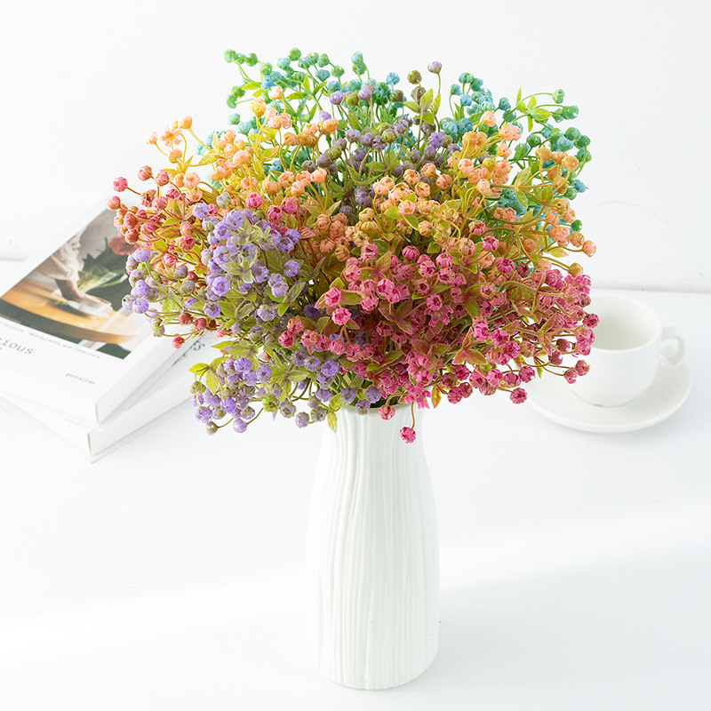 Wholesale of simulated 5-fork plastic baby's breath artificial flowers, outdoor green garden plants, artificial bowl flowers and grass Specification drawing