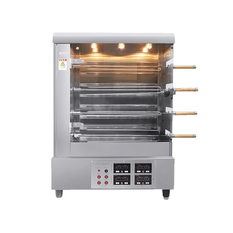 Commercial vertical fully automatic rotary chicken and donkey roasting equipment with 3, 6 and 9 rollers available for selection, specifically designed for hotel delis Item Picture