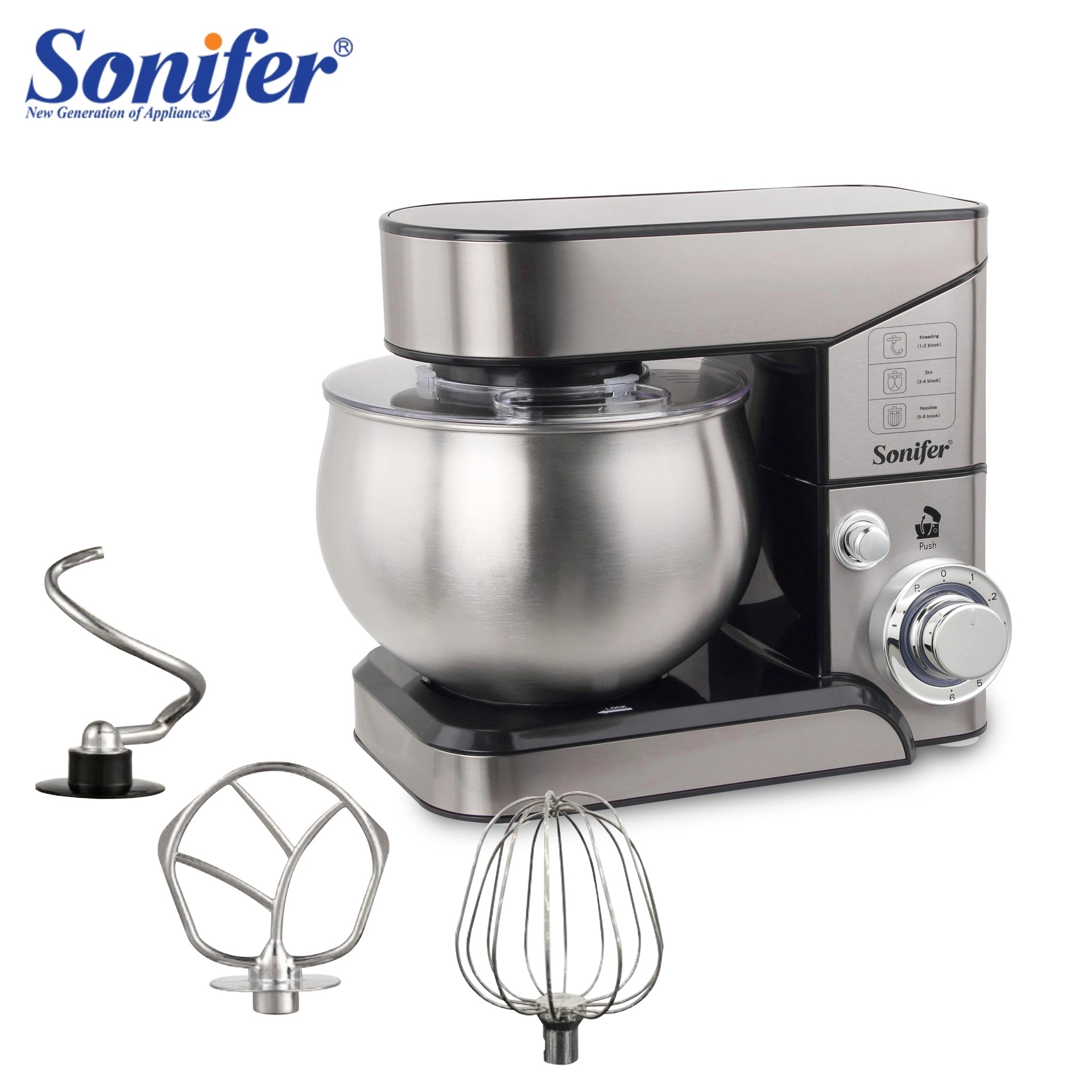 Sonifer家用不锈钢5.0L厨房和面机厨师机SF-8083