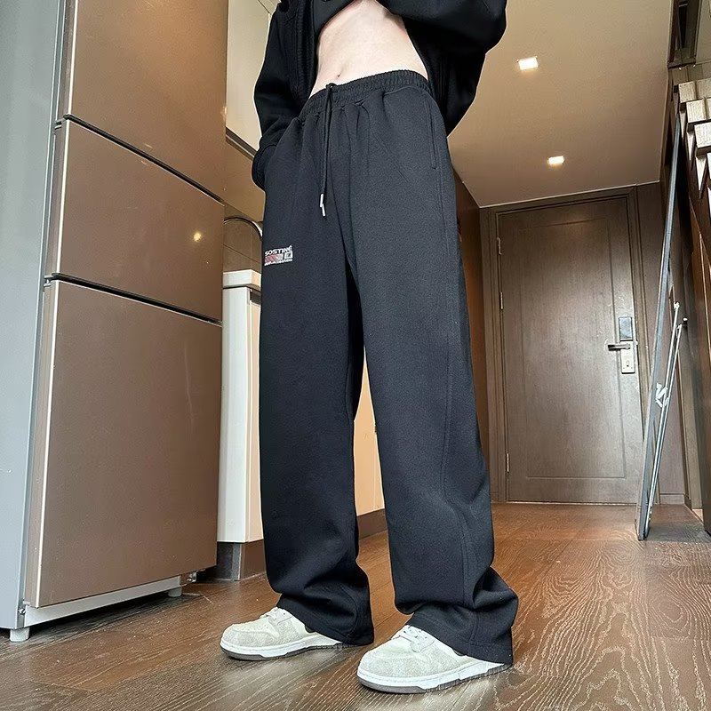 American hiphop solid-color sweatpants for boys, autumn, teenagers, trendy sports, straight-leg casual long pants, cross-border trend Specification image