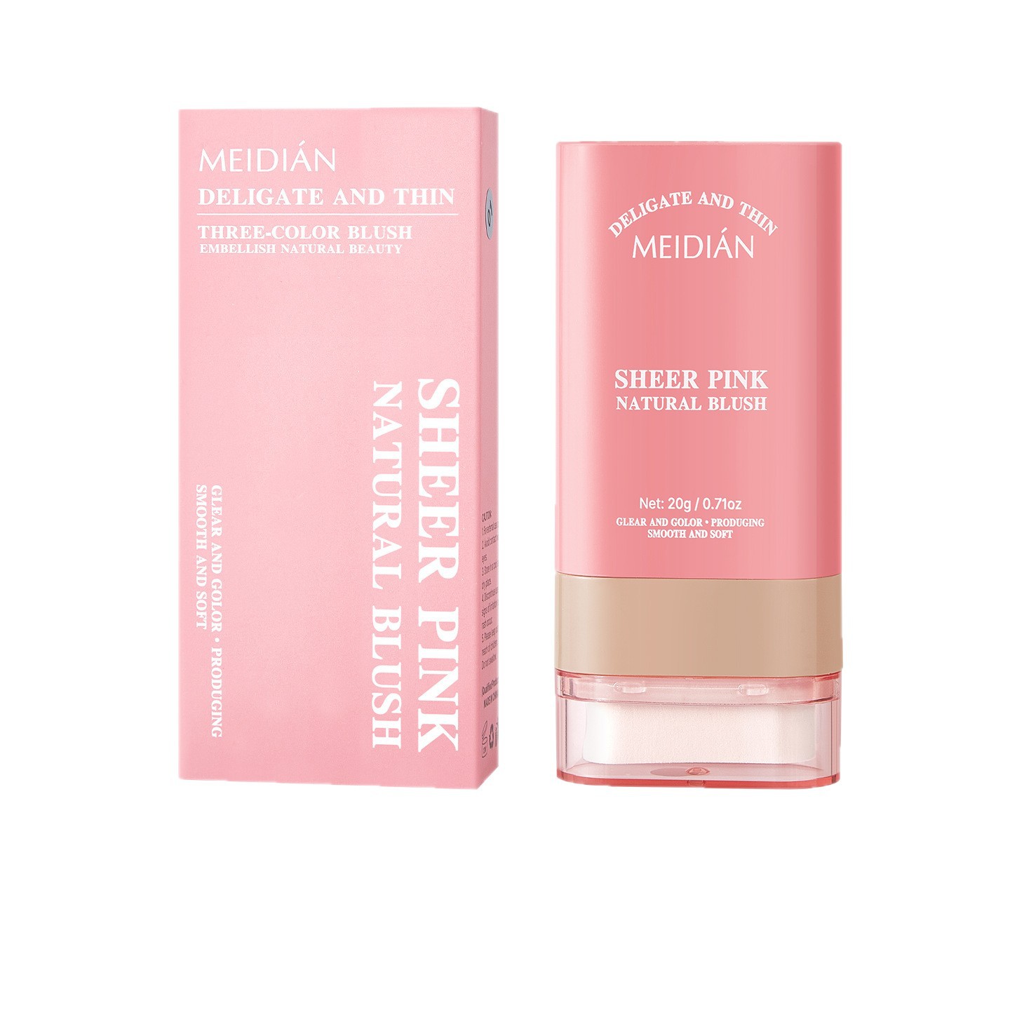 【跨境专供】MEIDIAN魅点气垫腮红棒防水防汗面部彩妆腮红批发白底实物图