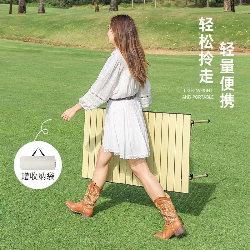 探险者露营桌椅户外折叠蛋卷桌连体桌便携式桌子椅子一体全套装备细节图