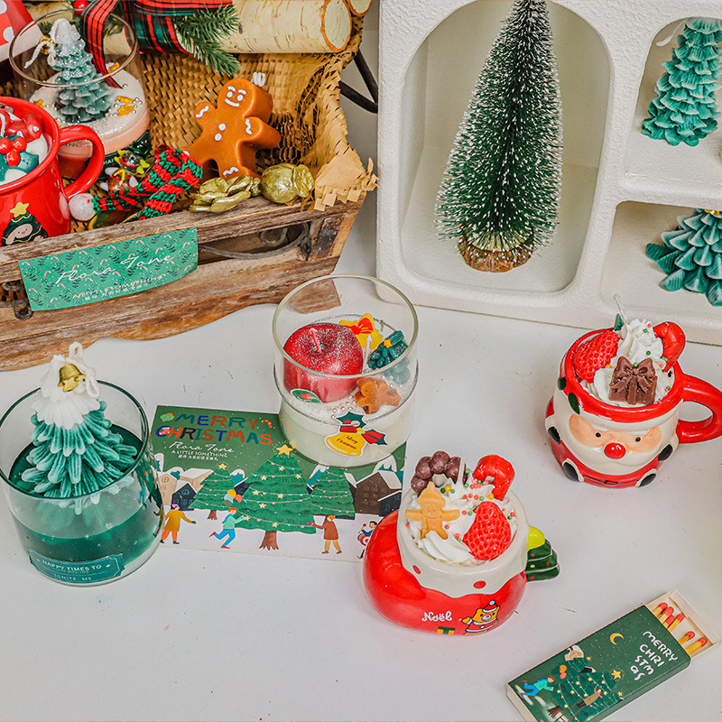 Aromatherapy candles, Christmas-themed shaped candles, Amazon creative gifts, cross-border home decoration, Christmas cup wax details Picture