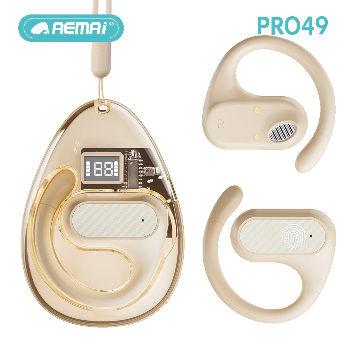 Wholesale of the new cross-border PRO49 over-ear aemai Bluetooth headphones with ultra-long battery life, HIFI sound quality and intelligent digital display Item Picture