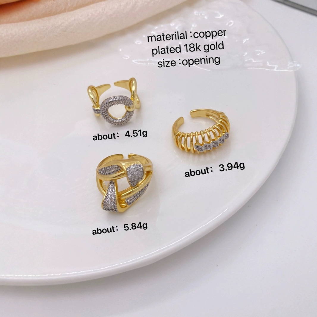 vintage genuine gold electroplated with diamond setting, fashionable and elegant, exquisite and versatile ring jewelry details Picture