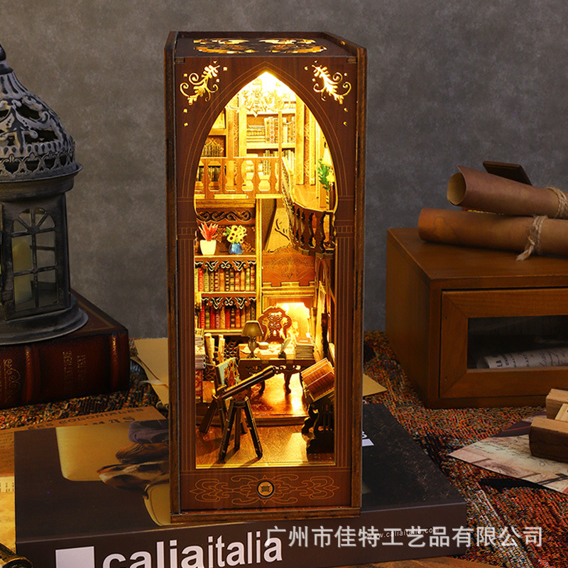 Jiate Cultural and Creative diy Bookstand Library, hand-assembled bookstand diy house, 3D Model of Three-dimensional bookstand Specification image