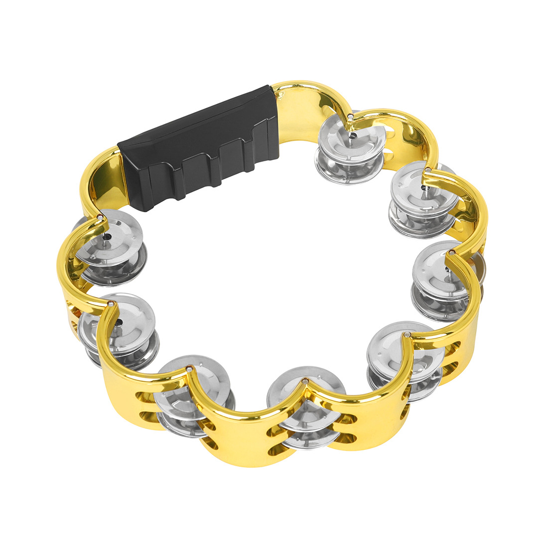 Plum blossom stainless steel hand-cranked bells, double-layer flower drum rings, percussion instruments, musical props, children's dance, double-row bells Specification image