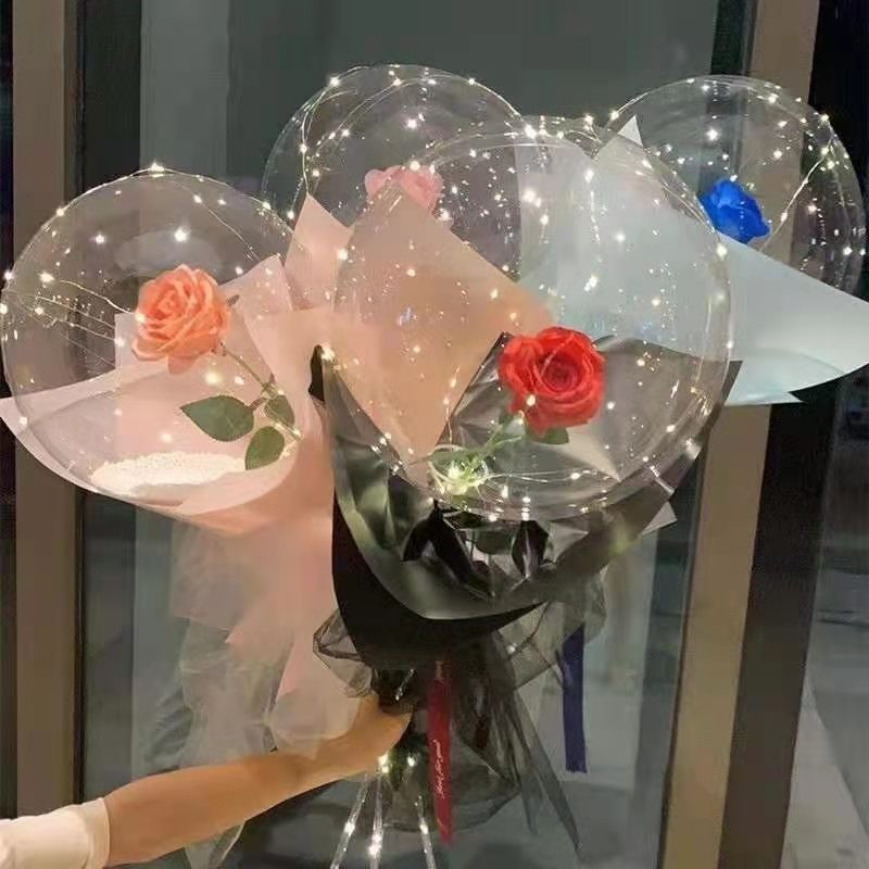 Qixi Festival confession of love: Rose bubble balls, glowing hand-held bouquet balloons, complete set of night market street vending confession balloons wholesale Application Scenario