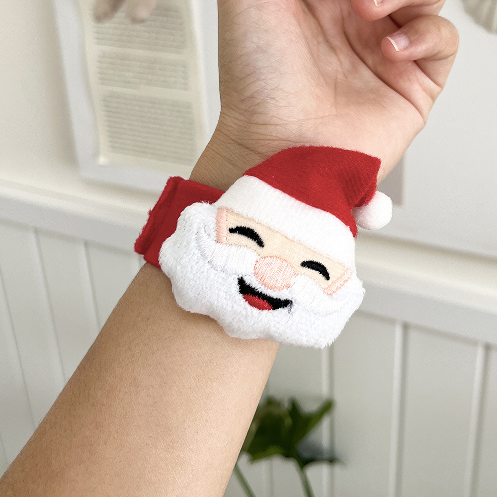 跨境圣诞节小礼品啪啪圈 卡通圣诞装扮手环儿童可爱毛绒公仔手圈细节图