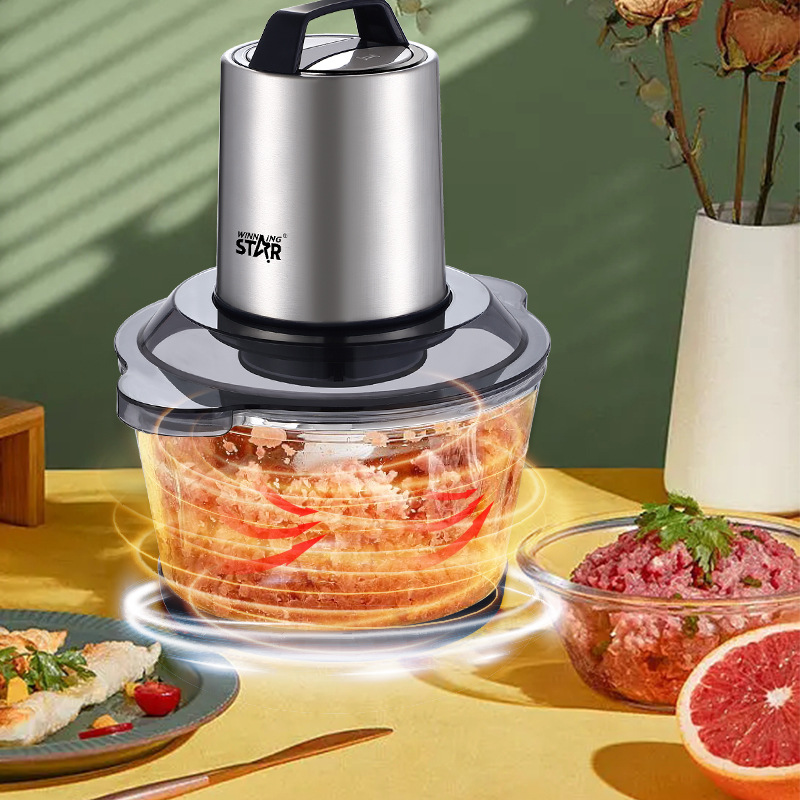 winning star Cross-border 2L304 Blade Meat mincing and garlic mincing multi-functional electric meat grinder and food processor details Picture