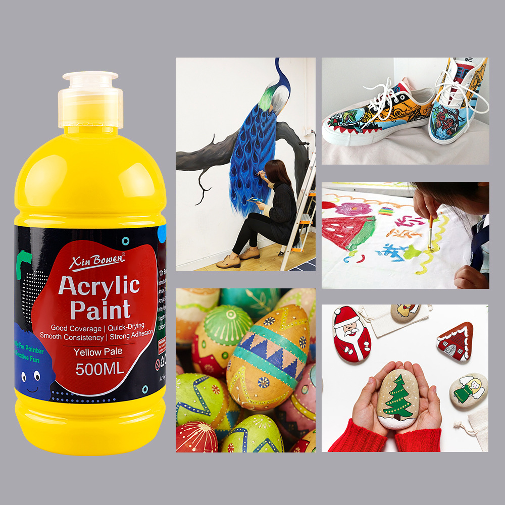 Pintura acrílica cross-border 500ml12 colores botella única dibujo especial para estudiantes de arte pintura de pared waterproof DIY pigmento Specification image