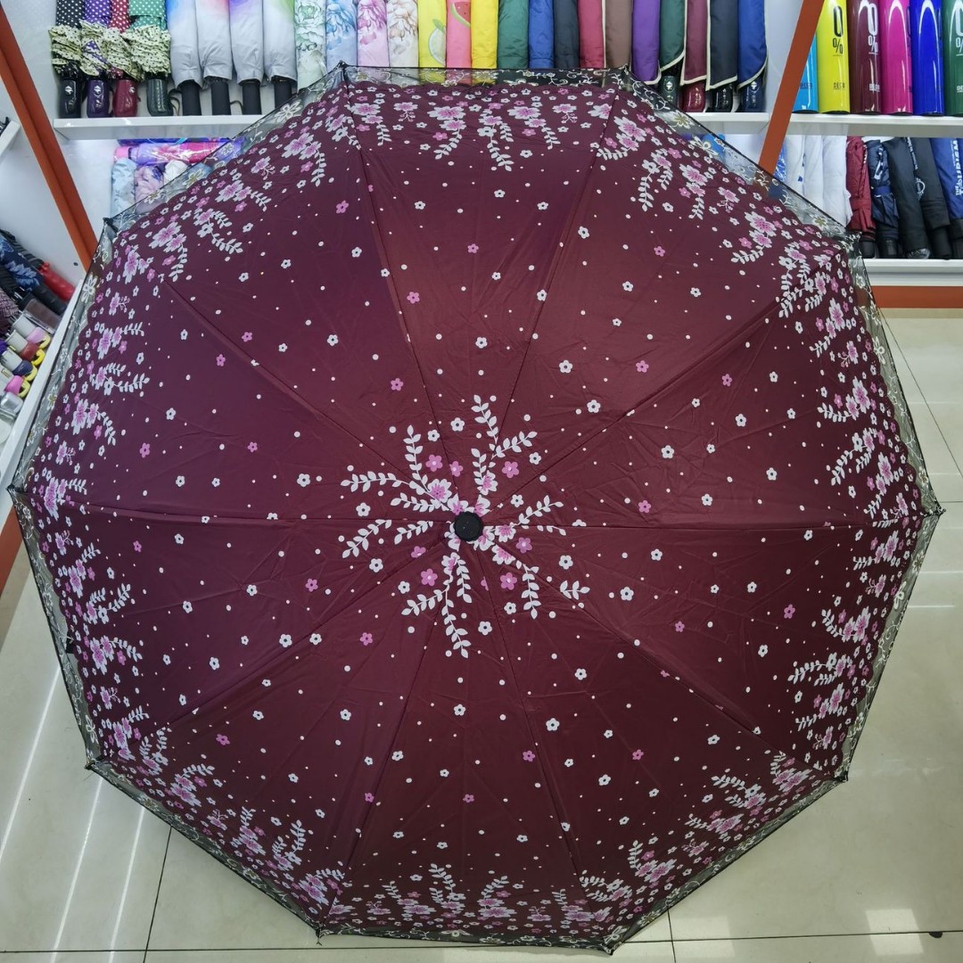 10 Bone lace lace umbrella for girls, high appearance level, black rubber sunshade, all-weather and all-weather sunshade umbrella, thickened and enlarged Specification image