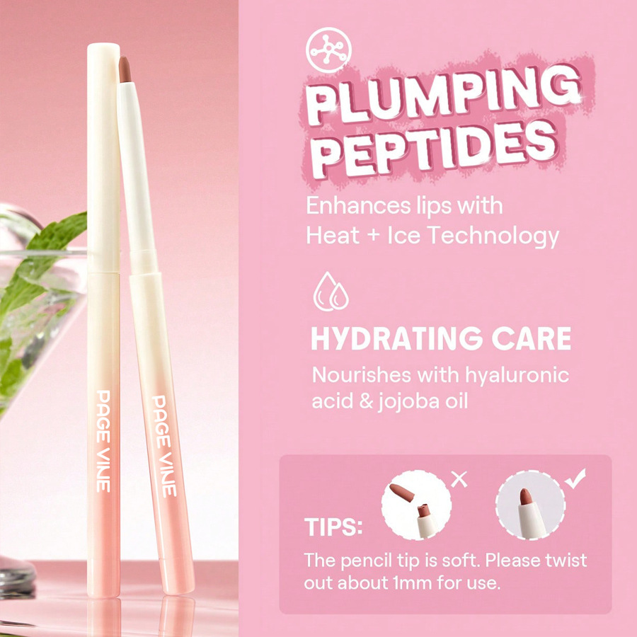 跨境美妆PAGE VINE灵动极细唇线笔顺滑速干持久防水不沾杯唇笔