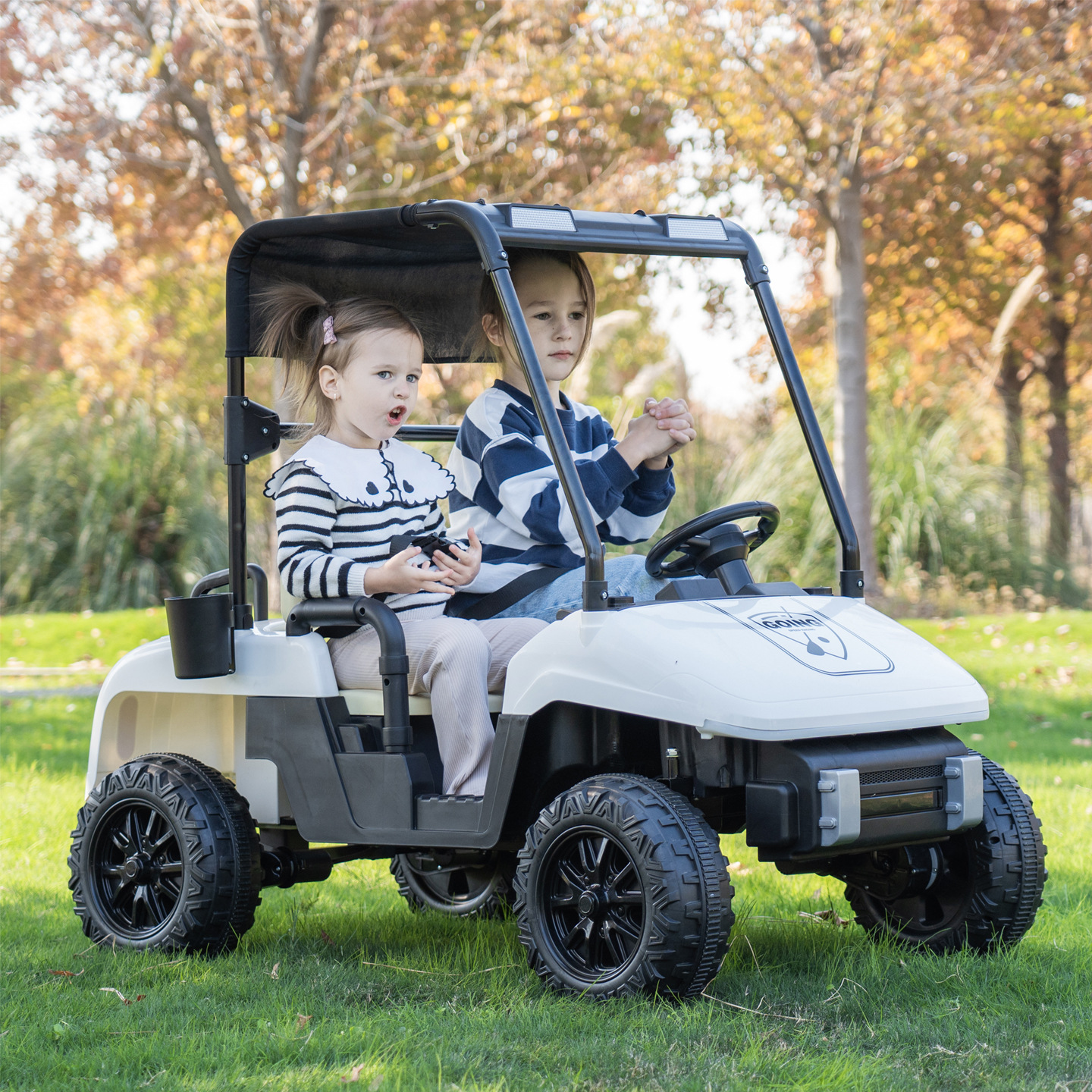 儿童电动车四轮遥控玩具车可坐人越野高尔夫车男女宝宝童车-818