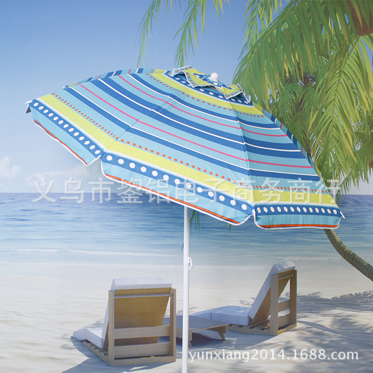 批发2米户外涤纶银胶沙滩伞外贸防晒防紫外线抗风太阳伞可印广告细节图