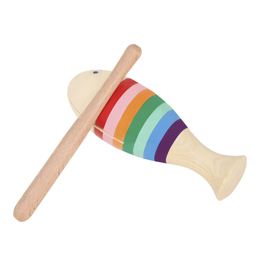 Cross-border wooden fish clappers, percussion instruments, fish-shaped clappers, music teaching AIDS for children in kindergartens, frog-sounding tubes, and shavers Application Scenario