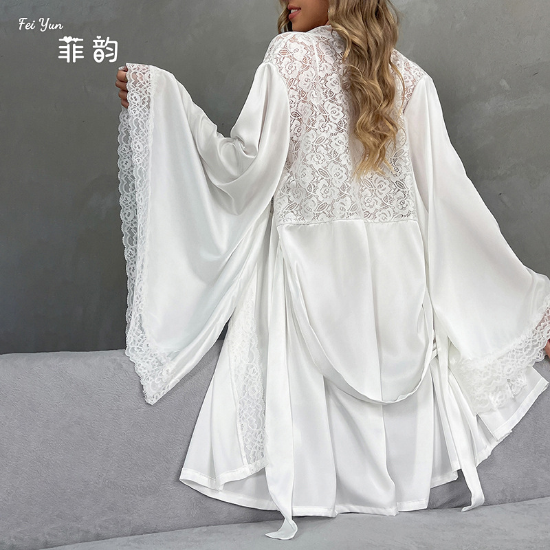 New cross-border bathrobe, long robe, women's high-end satin, sexy hotel bathrobe, loose pajamas, home wear set 850 Specification image