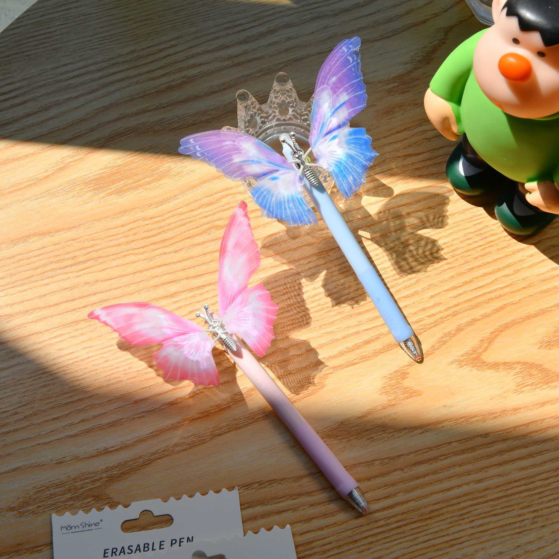 Chenxi's new creative butterfly press gel pen erasable pen Crystal Blue ST pen tip 0.5mm student signature exercise