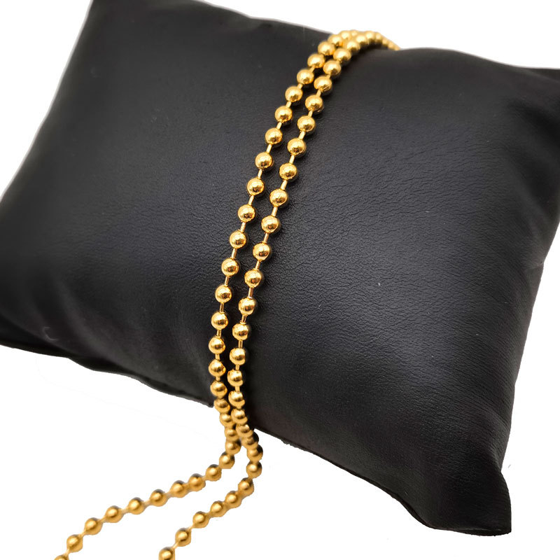 3.0mm women's round bead necklace, brass electroplated 24K gold fine chain, fashionable and simple necklace wholesale Specification drawing