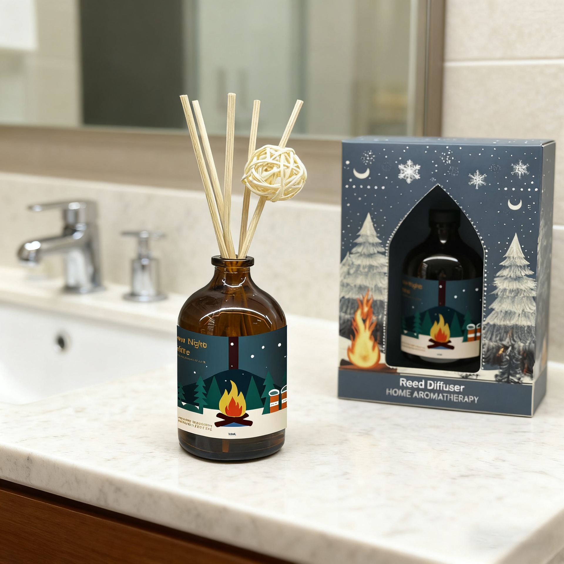 Cross-border Christmas Aromatherapy 100ml, Bedroom Air Fresh Aromatherapy Essential Oil, Long-lasting Fragrance Liquid, Flameless Rattan Aromatherapy Application Scenario