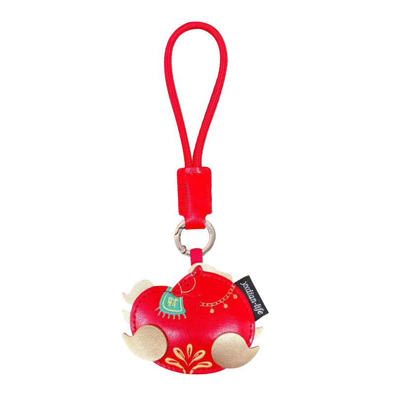 2026马年马踏祥云皮革钥匙扣挂饰情侣汽车包包钥匙链挂件新年礼品白底实物图