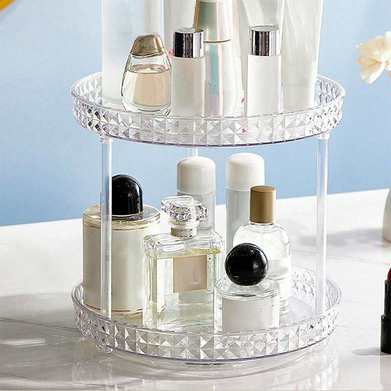 Light luxury dressing table, cosmetics rotating storage rack box, bathroom desktop, perfume and skin care products storage rack tray details Picture
