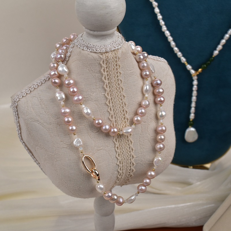 74cm original natural freshwater pearl long sweater chain, fashionable outfit, Baroque pearl light luxury necklace Specification image