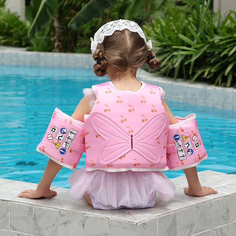 Non-inflatable buoyancy suit, baby auxiliary life jacket, cartoon printed buoyancy life jacket, children's swimming ring, water sleeve details Picture