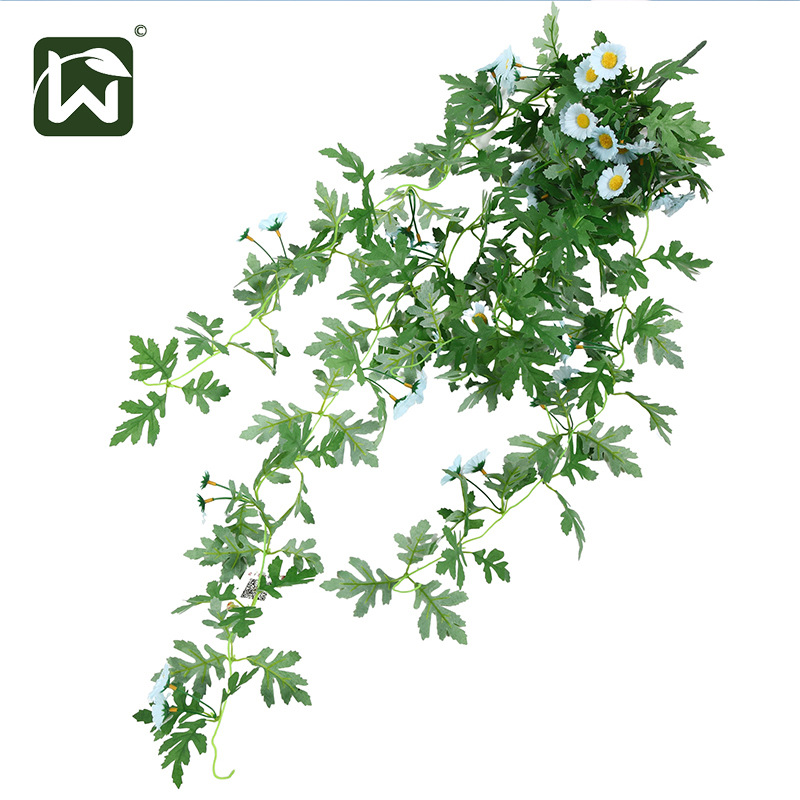 Artificial plants, flower vines, flower hanging, flower vines, wall hanging, ceiling decoration, small daisies, horticultural atmosphere, artificial green plants details Picture