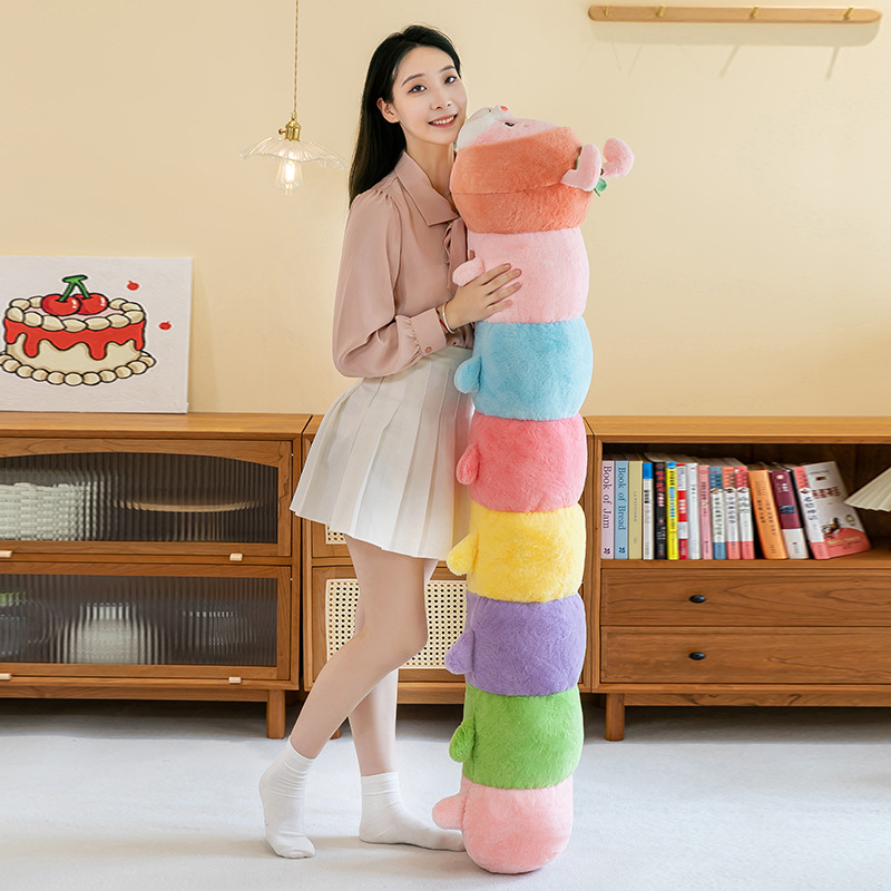 可爱趴款床上毛毛虫玩偶睡觉夹腿抱枕毛绒玩具陪睡靠背娃娃生日礼细节图