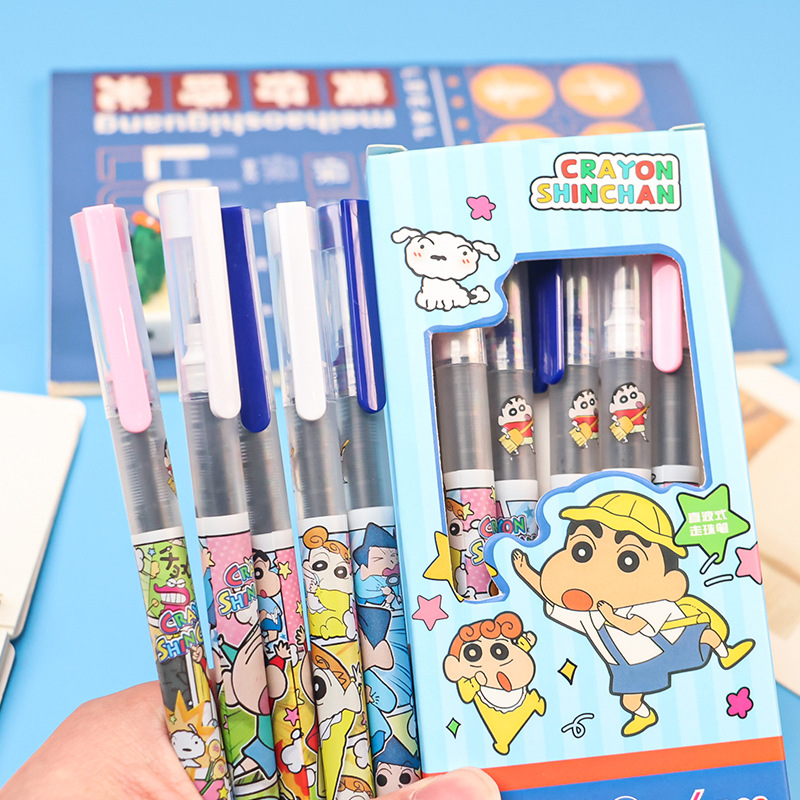 Cute cartoon crayon Shin-chan direct liquid quick-drying gel pen, ins style, high appearance level, student exam practice ballpoint pen details Picture