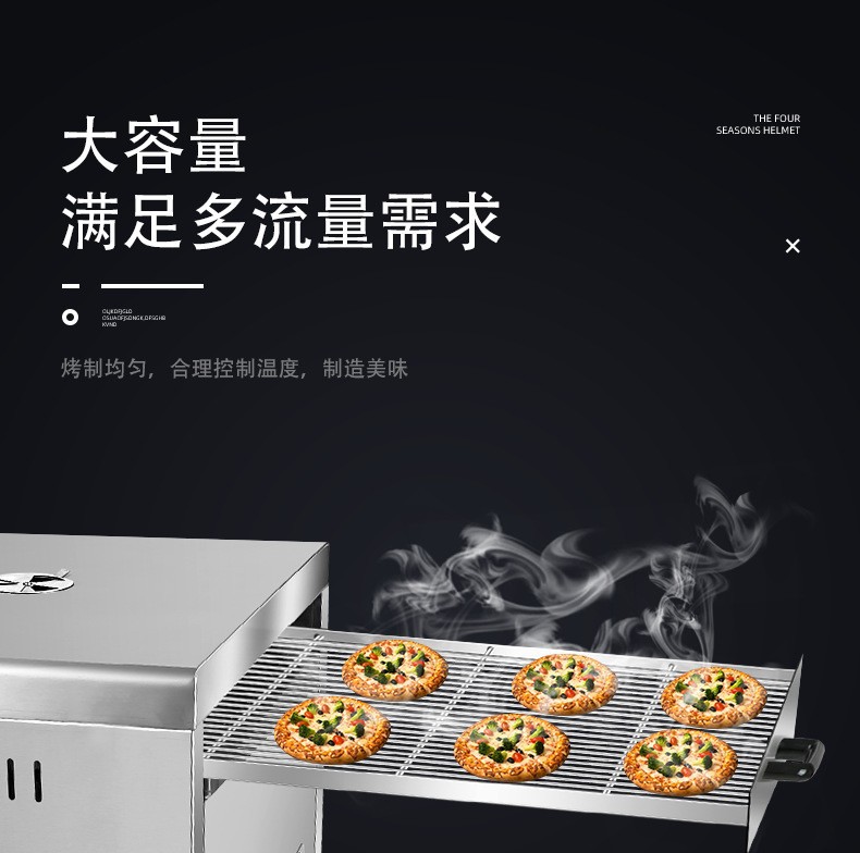 Commercial vertical gas pizza oven with stainless steel body, a special baking oven equipment for pizza in Western restaurants and snack bars Specification image