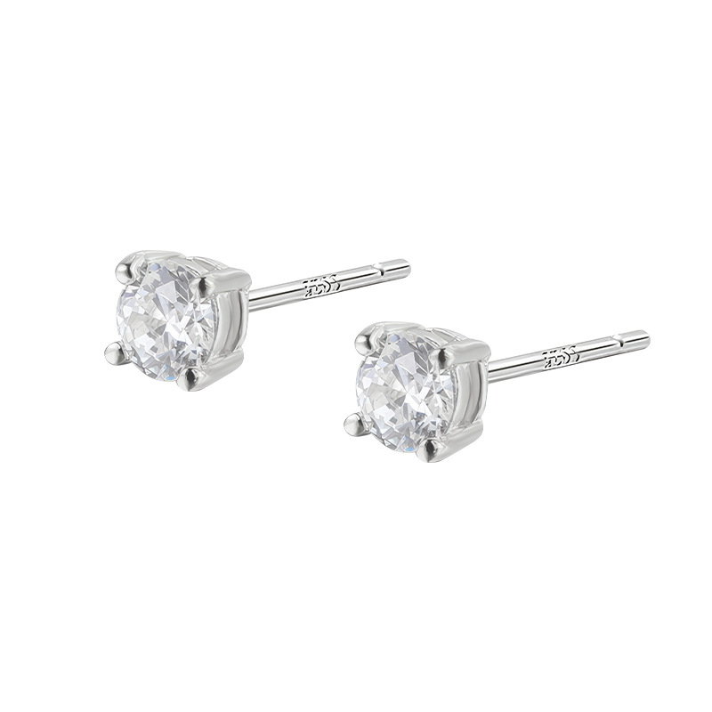 s925 all-silver earrings, no need to remove ear piercings for sleeping, simple and exquisite four-pronged Moissan stud earrings, a niche ear accessory Item Picture