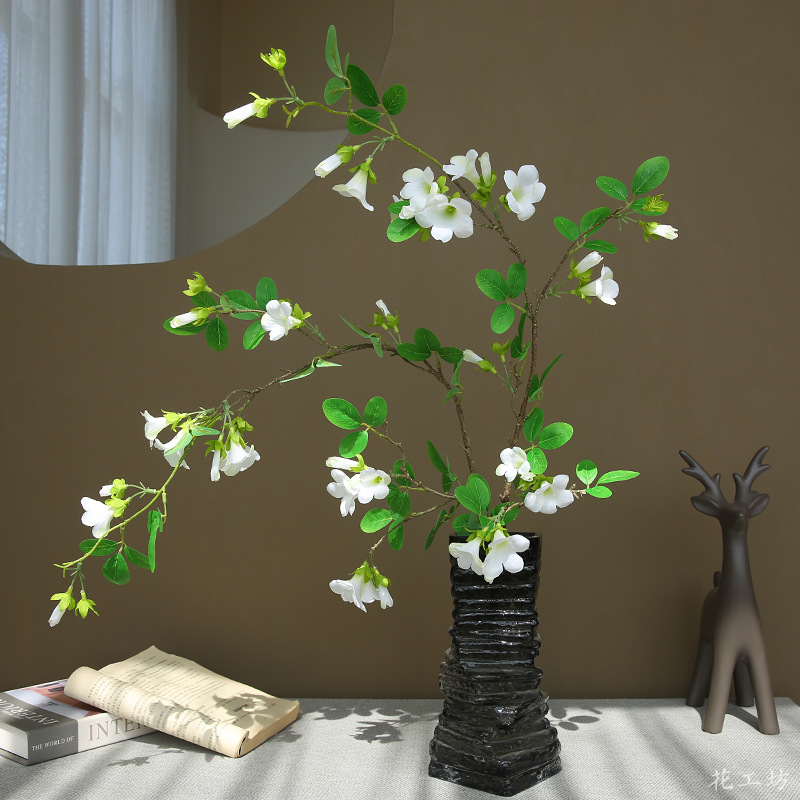 Artificial single-stem morning glories, Chinese-style living room, dining table, entrance hall decorative items, artificial flower window background, flower bouquet arrangement details Picture