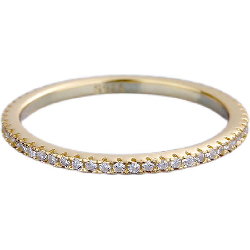 Geometric ring, electroplated full diamond, single-row diamond, ins, Japanese and Korean light luxury style, niche loose-fitting ring Item Picture