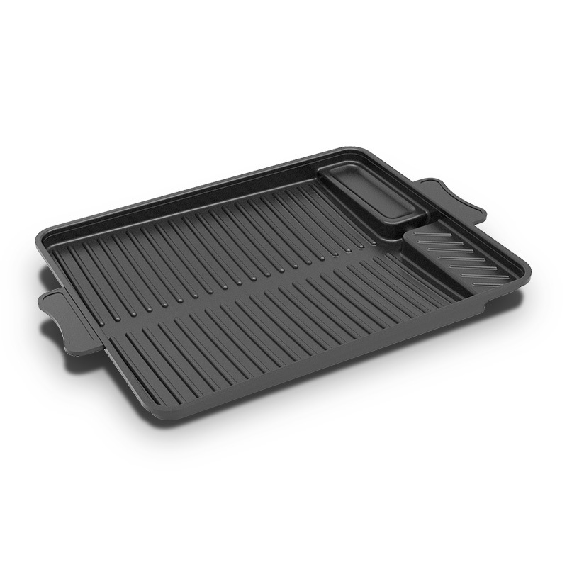 方烤盘家用烤肉不粘麦饭石烤盘卡式炉户外烧烤肉无烟涂层烤盘韩式白底实物图