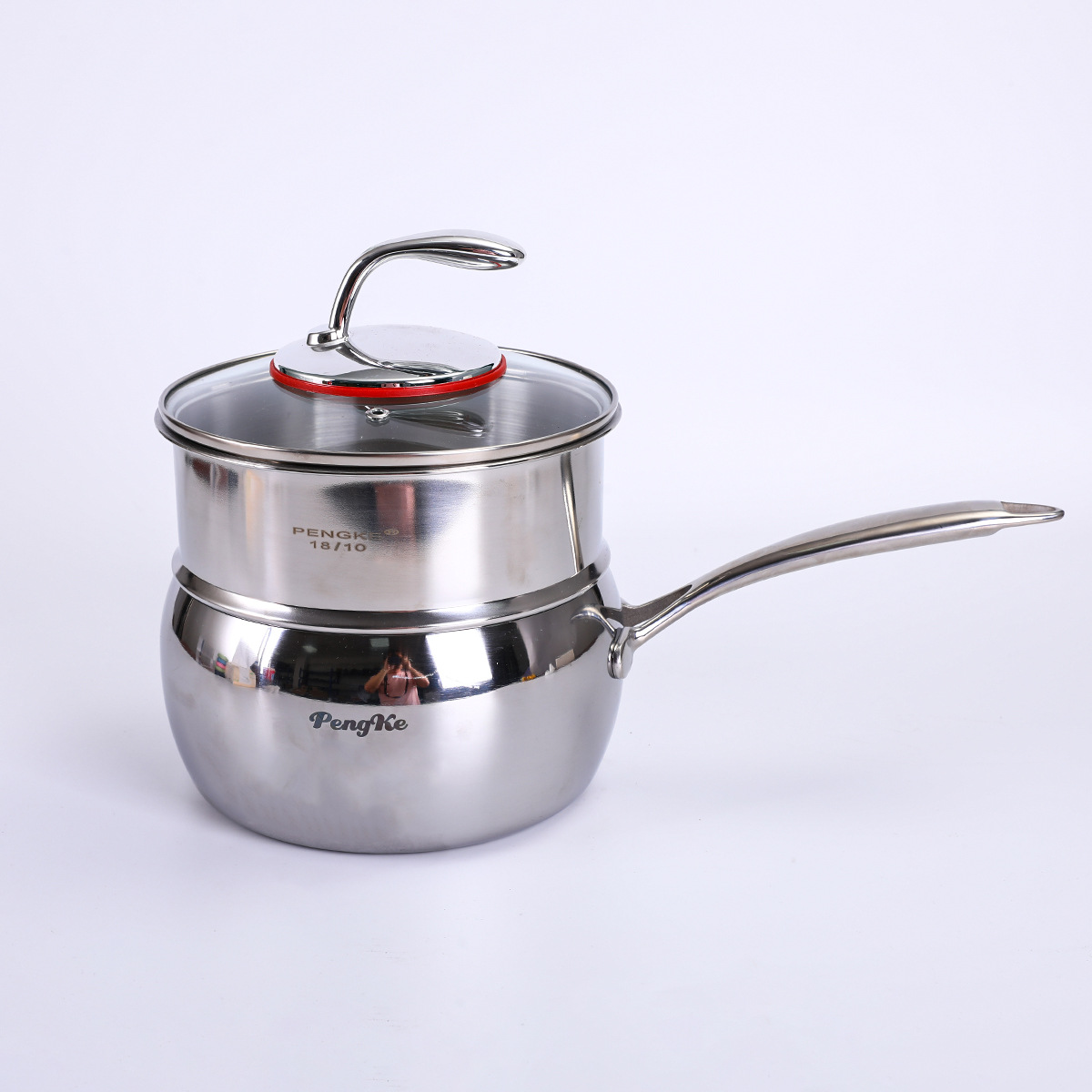 316 stainless steel milk pot, home warm milk instant noodle stewing pot, baby food pot, Japanese snow flat pot, large belly soup pot in stock