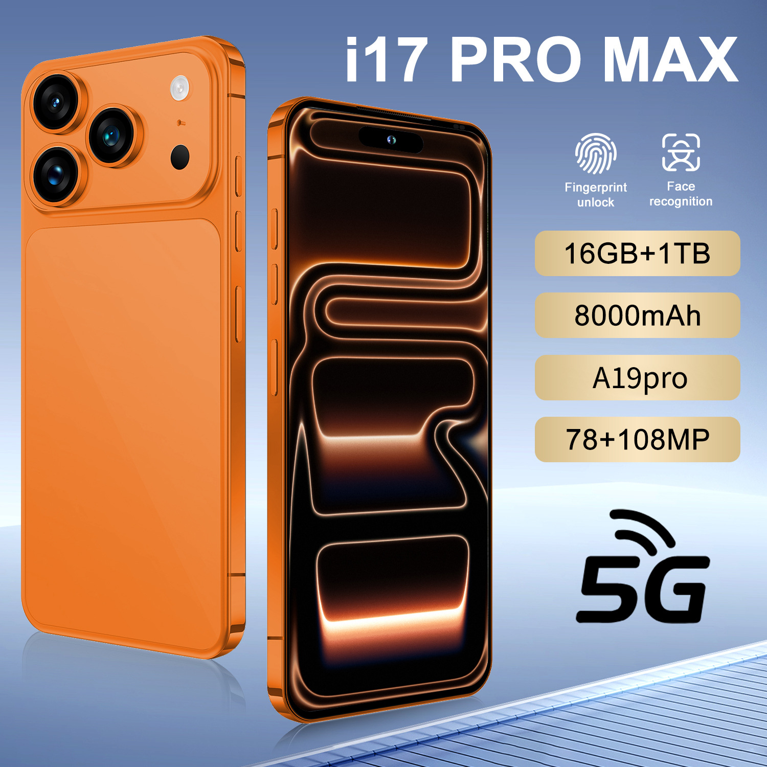 I17promax Cross-border 6.9 Dynamic Island inch Android 4+64G Global Compatible true 4G smart phone 8-core high-definition screen factory wholesale price