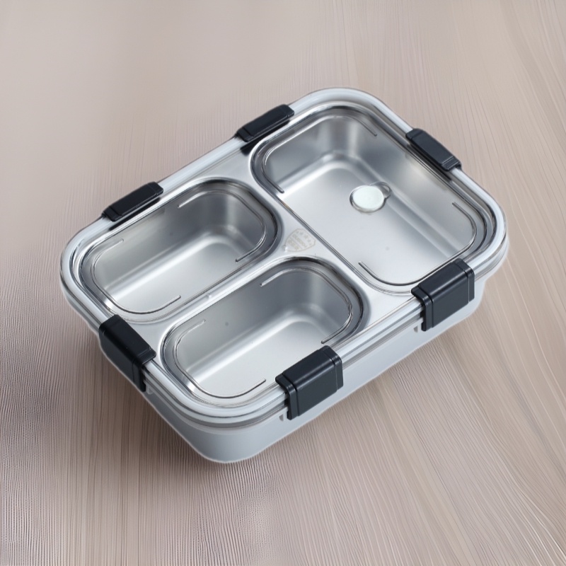 Rectangular rectangular student stainless steel insulated lunch box, office worker student lunch box with lid, sealed with lunch box