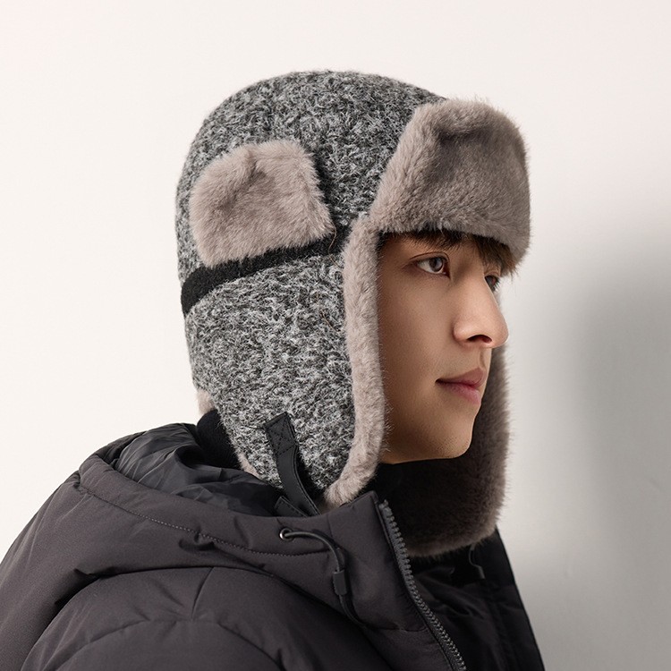 New winter style of Lei Feng hats for boys, with added fleece and thickened, warm ear-protecting caps for babies, and windproof caps for men's and women's cycling details Picture