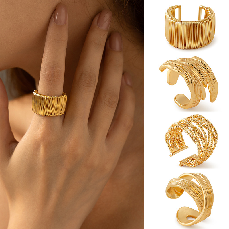 希朗-重工保色戒指开口设计宽面复古chic风欧美个性食指戒商务款