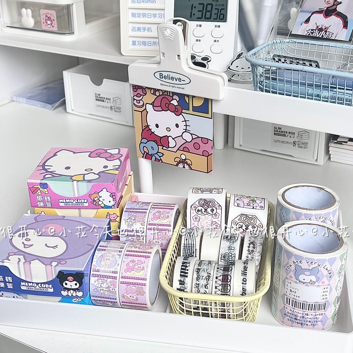 The ins desktop double-layer storage rack is simple and has a high aesthetic level. It is a multi-functional student storage and organization rack with a two-layer desktop details Picture