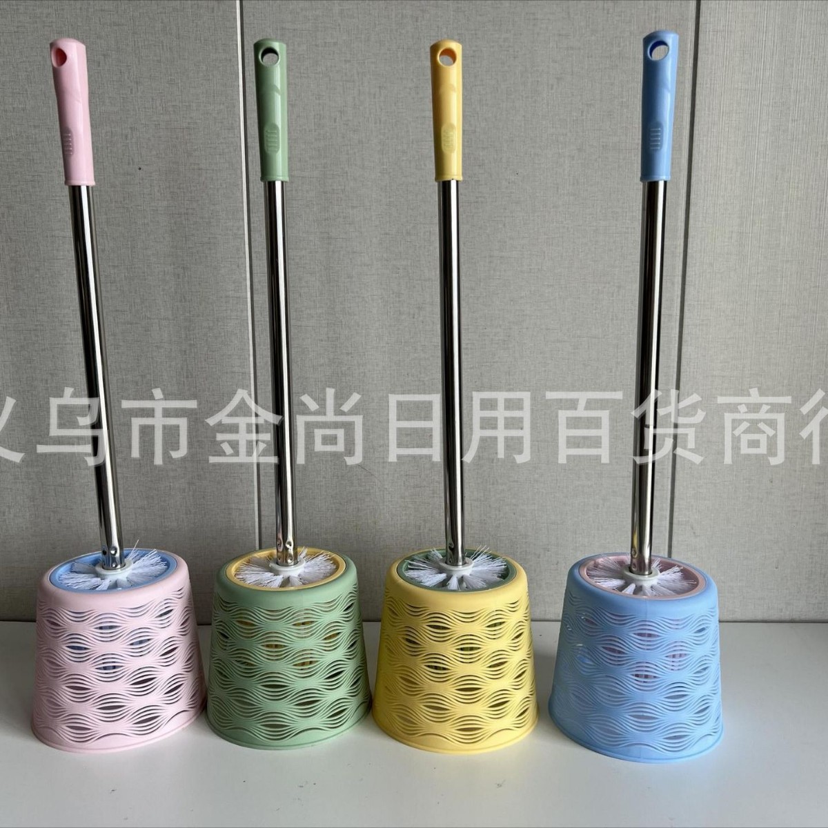 High-quality appearance level, colorful household toilet brush set with base, long-handled round head toilet cleaning set for bathroom seats