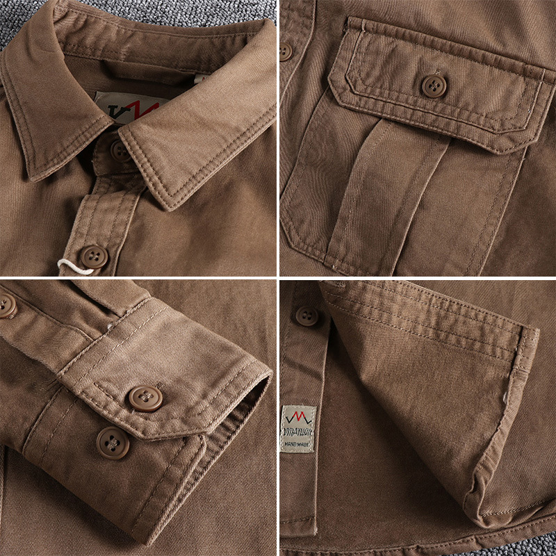 2025 Autumn new washed woven men's workwear shirt, American trend, slim and versatile light jacket, youth cotton Application Scenario