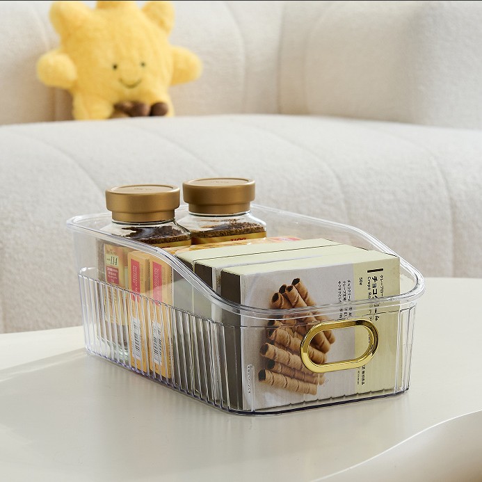 Light luxury desktop transparent slanted storage box, storage basket, plastic jewelry and cosmetics storage box, household storage basket