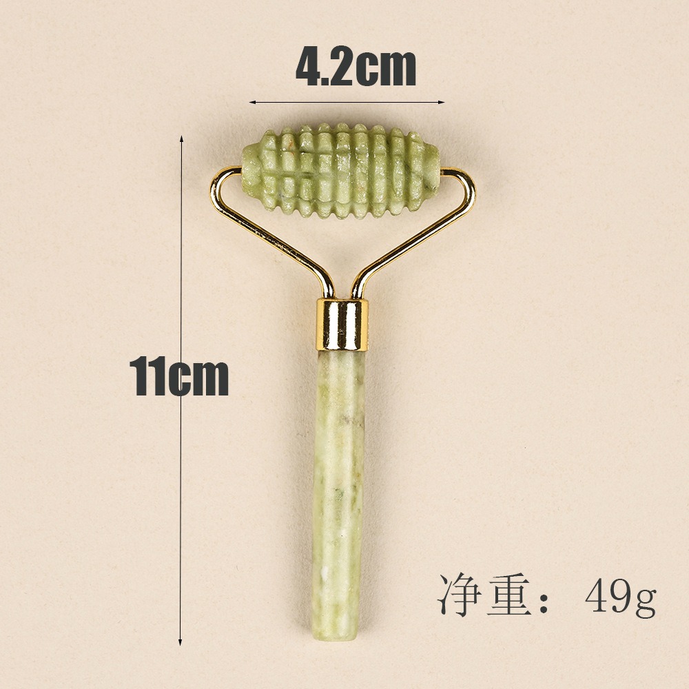 玉石滚轮按摩器绿凤玉单刺头美容器脸部面部玉石按摩滚轮厂家批发详情图4